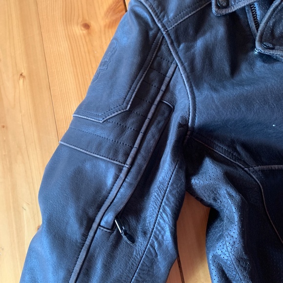 Black Brand Neanderthal Leather Motorcycle Jacket Black - Men's Large - Picture 8 of 11